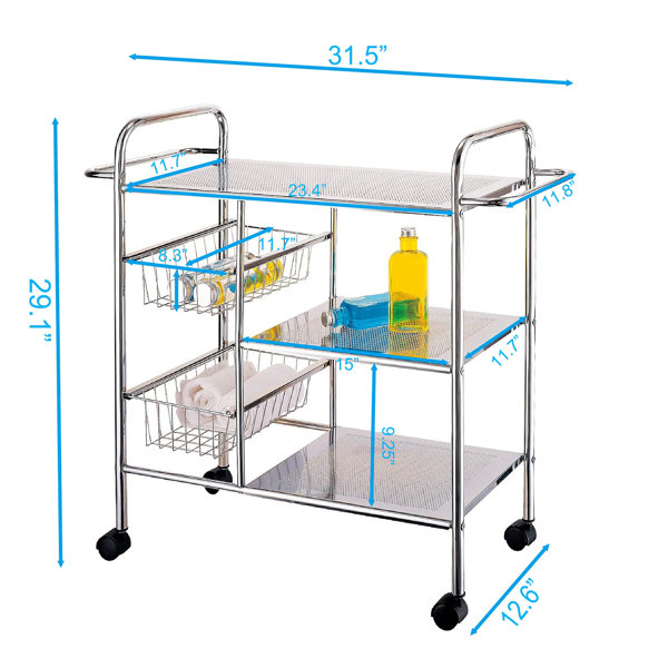 Prep & Savour Chrome Kitchen Cart & Reviews Wayfair
